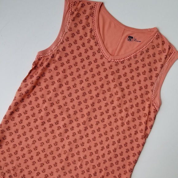 Route 66 Tops - NWOT Route 66 Coral Sleeveless Floral Top